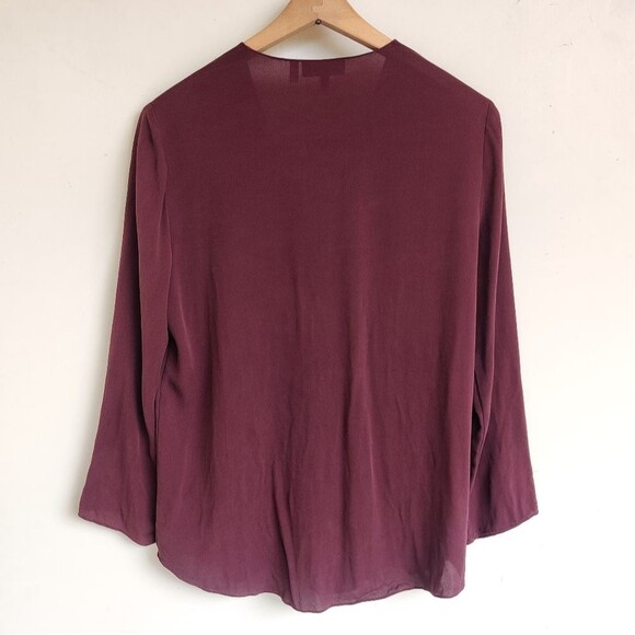 Theory Maroon Silk Shirt Size Medium - Picture 2 of 8